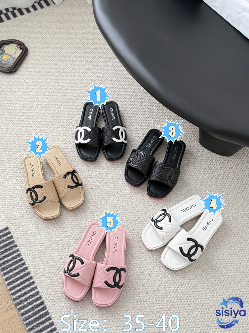 Chanel quilted leather Cambon flip-flops B6052203