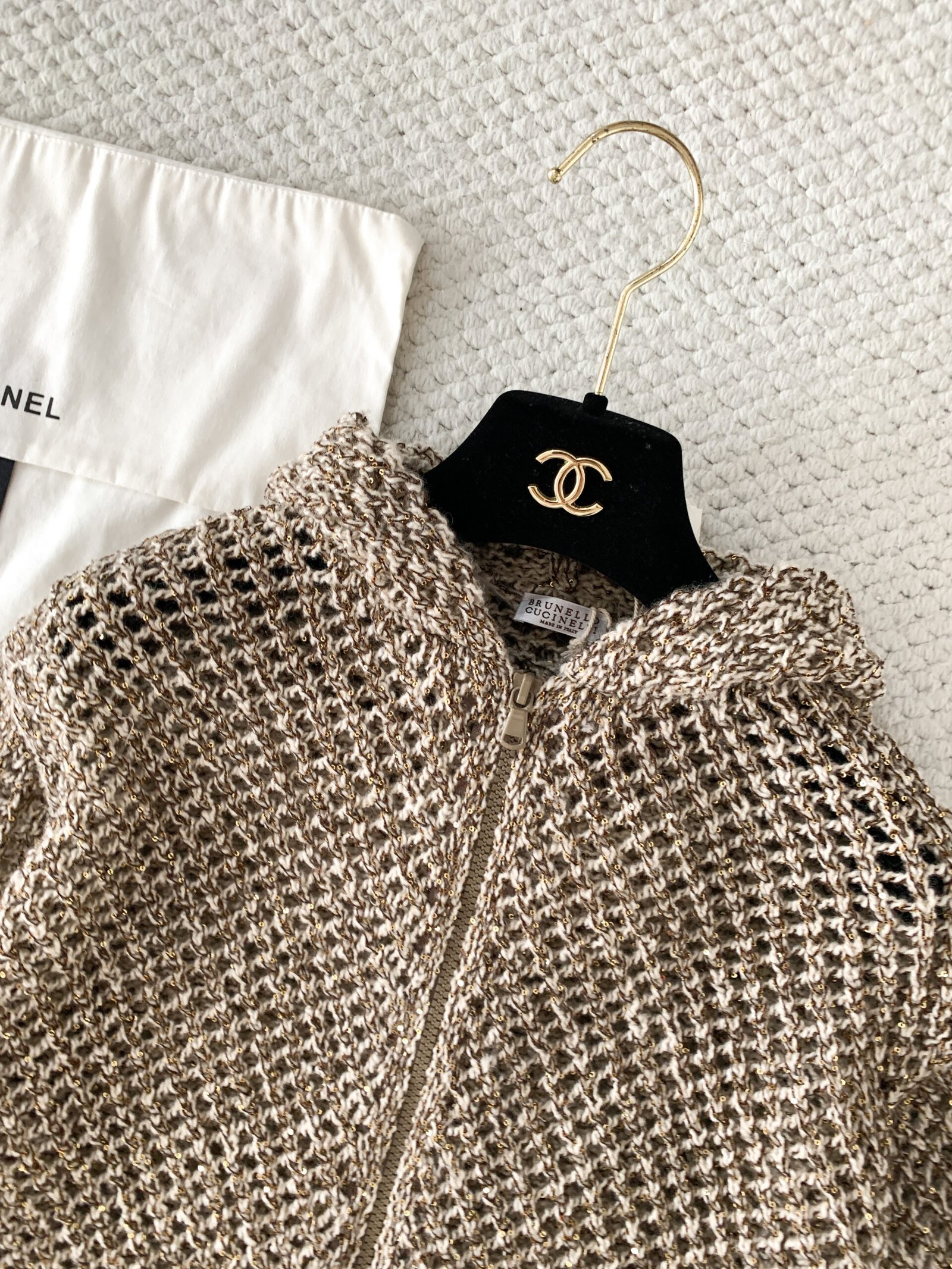 Brunello Cucinelli Shimmering Net Knit Zip Hooded Cardigan W6052503 - Image 4