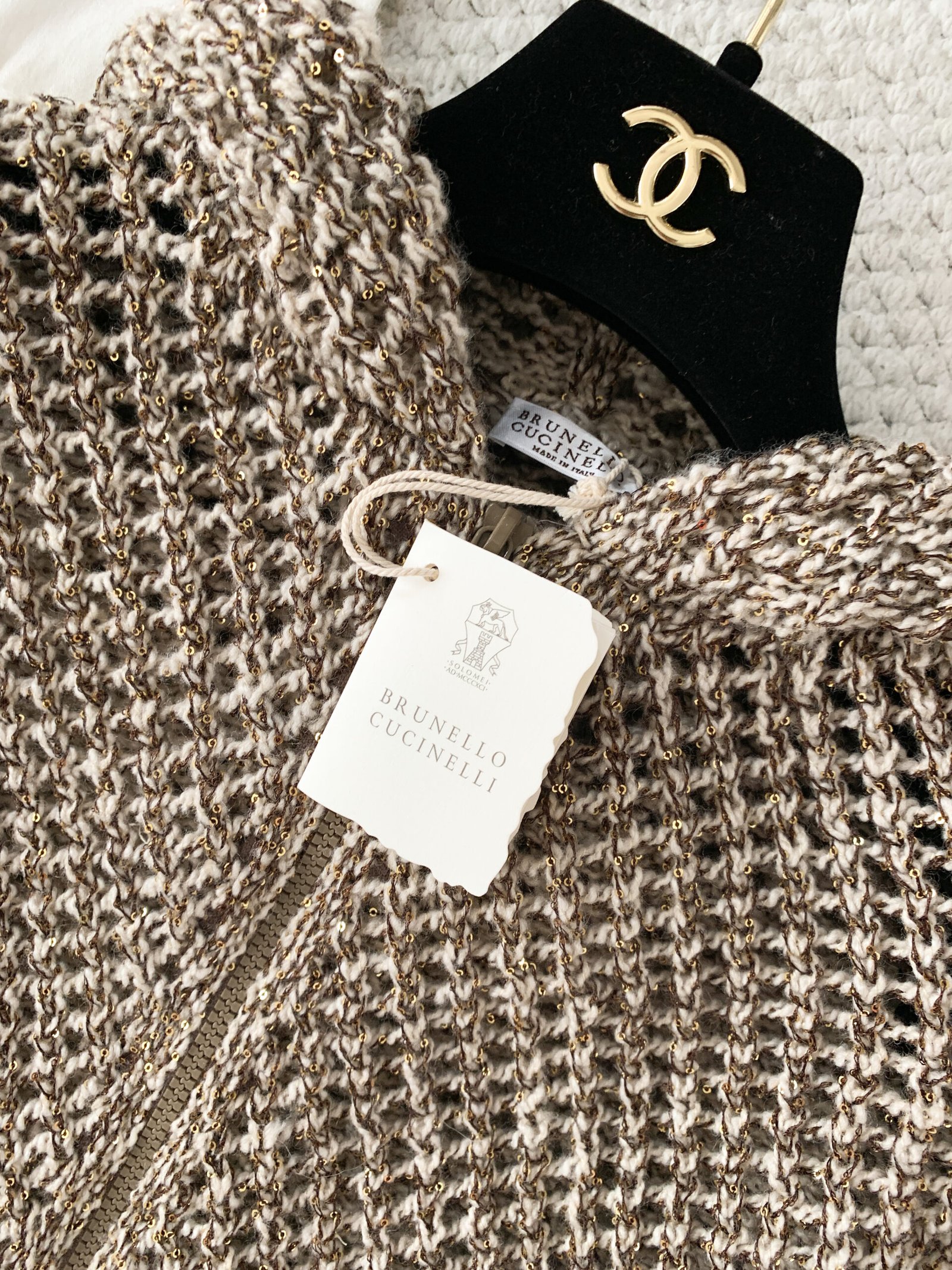 Brunello Cucinelli Shimmering Net Knit Zip Hooded Cardigan W6052503 - Image 5