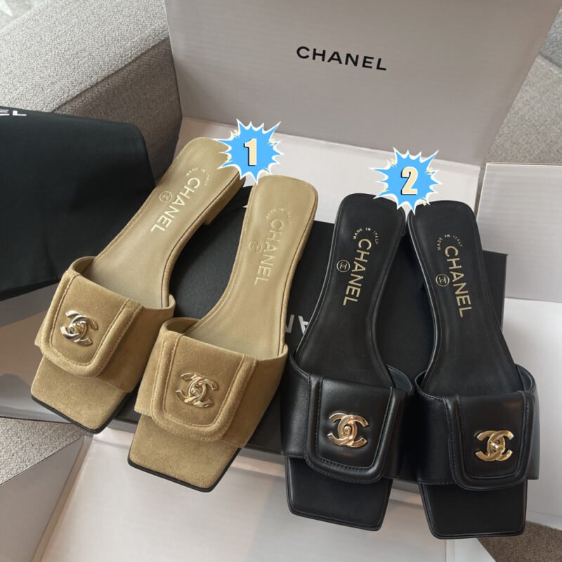 Chanel sheepskin square-toe flip-flops B6052504