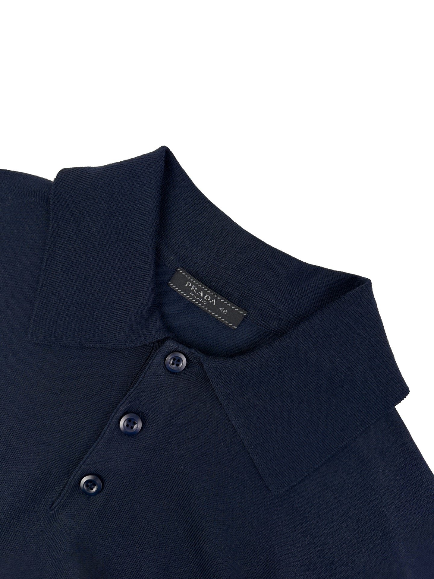 Prada Embroidered Logo Polo Neck Knit Shirt M6052502 - Image 7