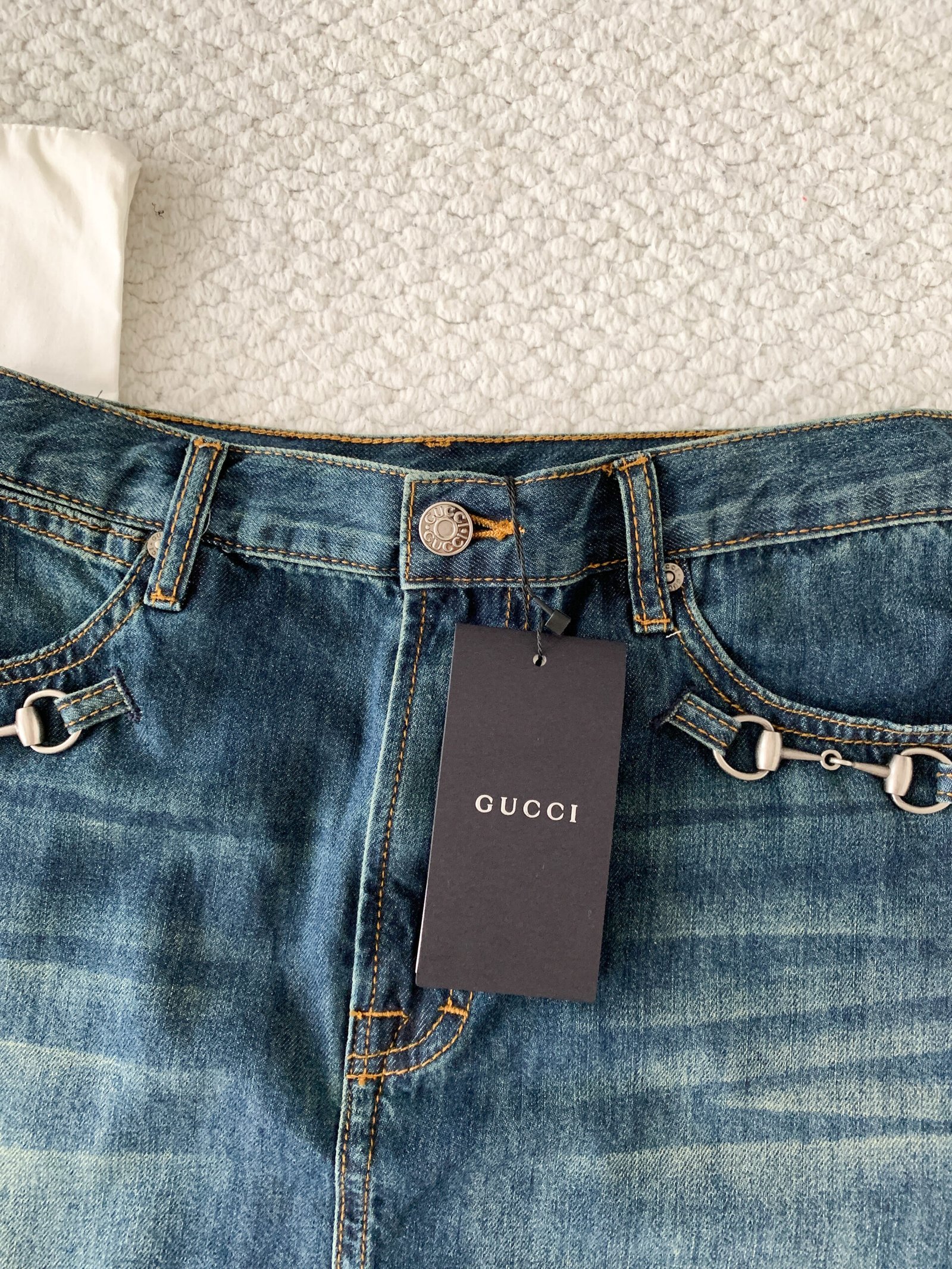 Gucci Cotton denim skirt with Horsebit W6052604 - Image 4