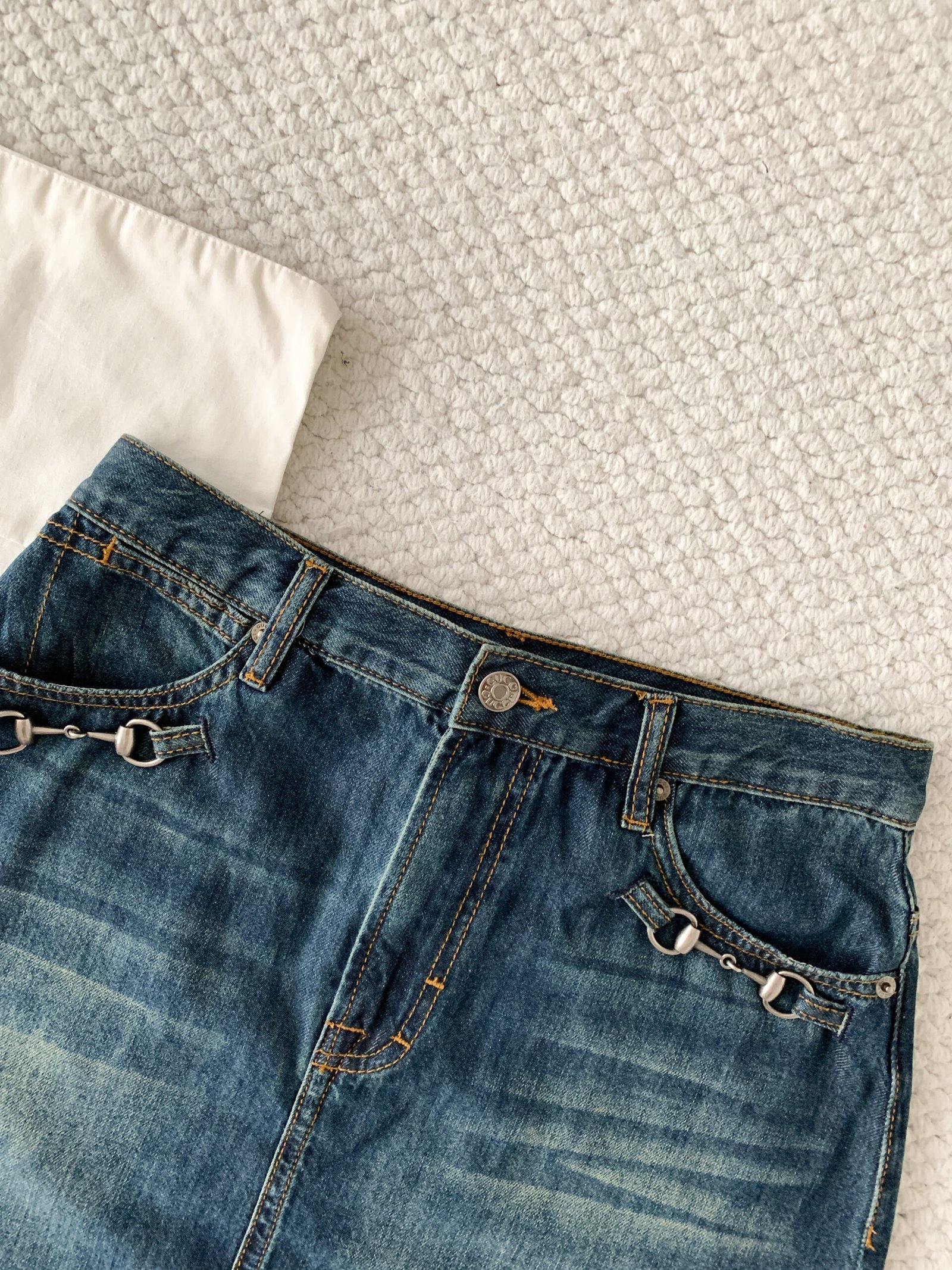 Gucci Cotton denim skirt with Horsebit W6052604 - Image 5