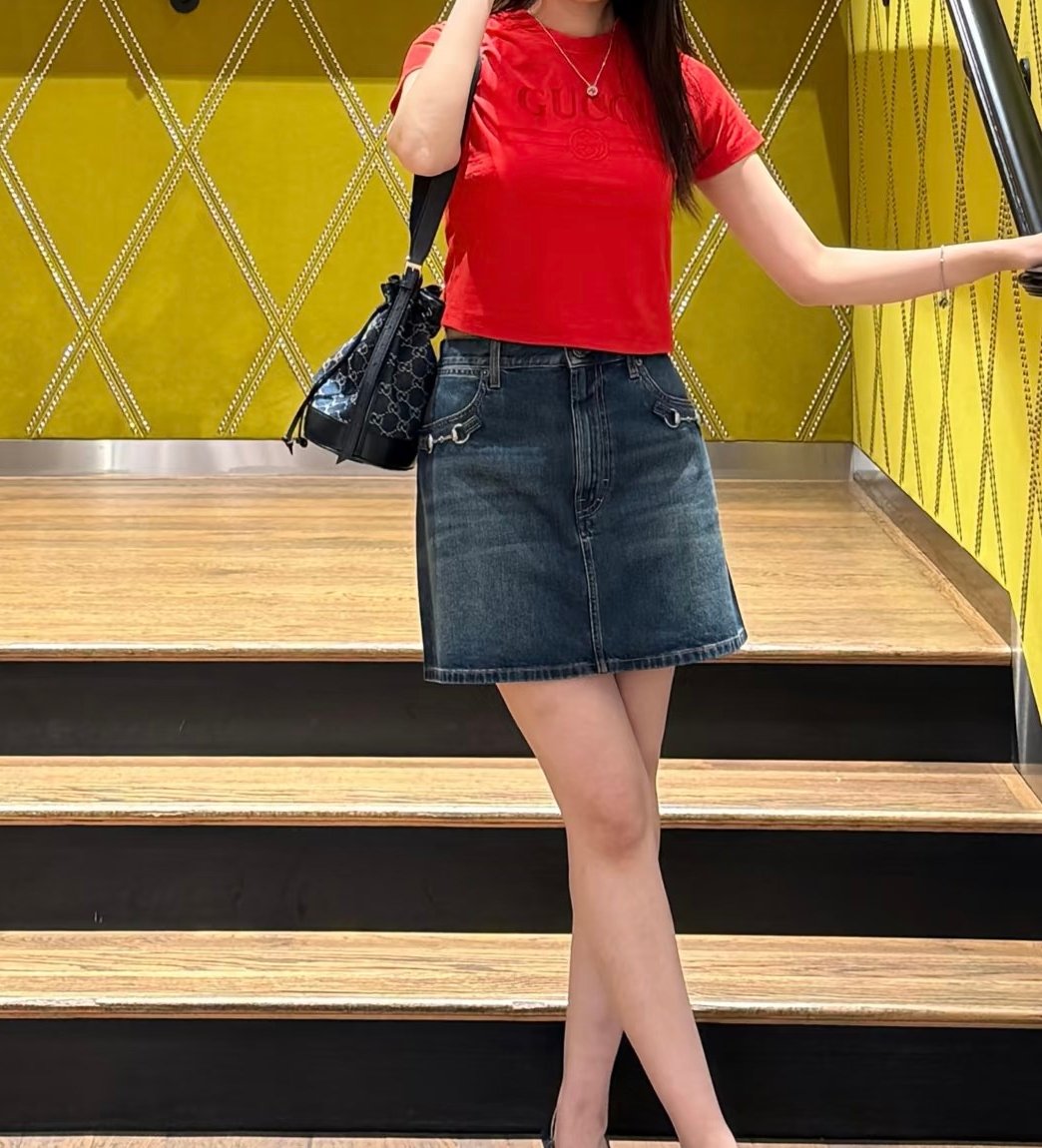 Gucci Cotton denim skirt with Horsebit W6052604 - Image 7