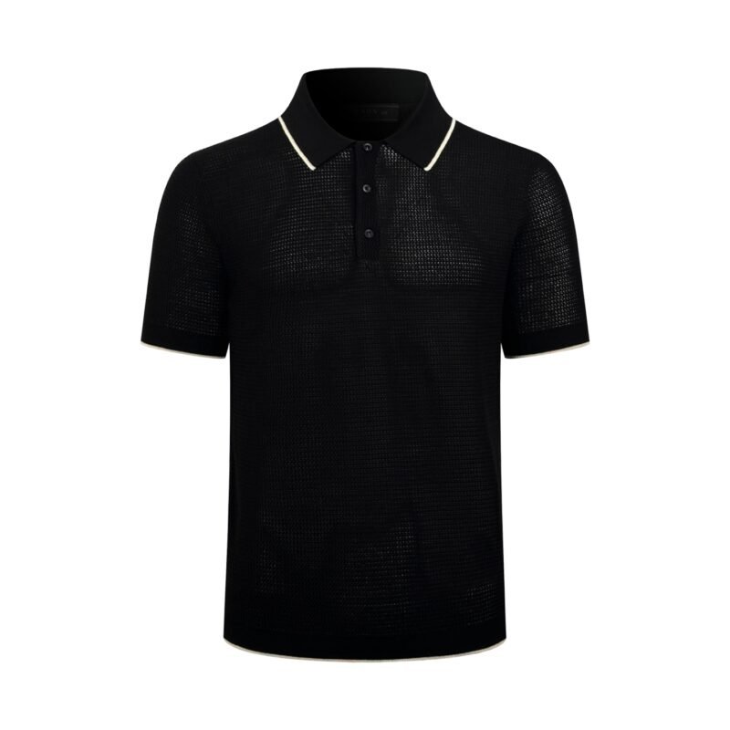 Prada logo mesh Polo-neck knit sweater M6052604