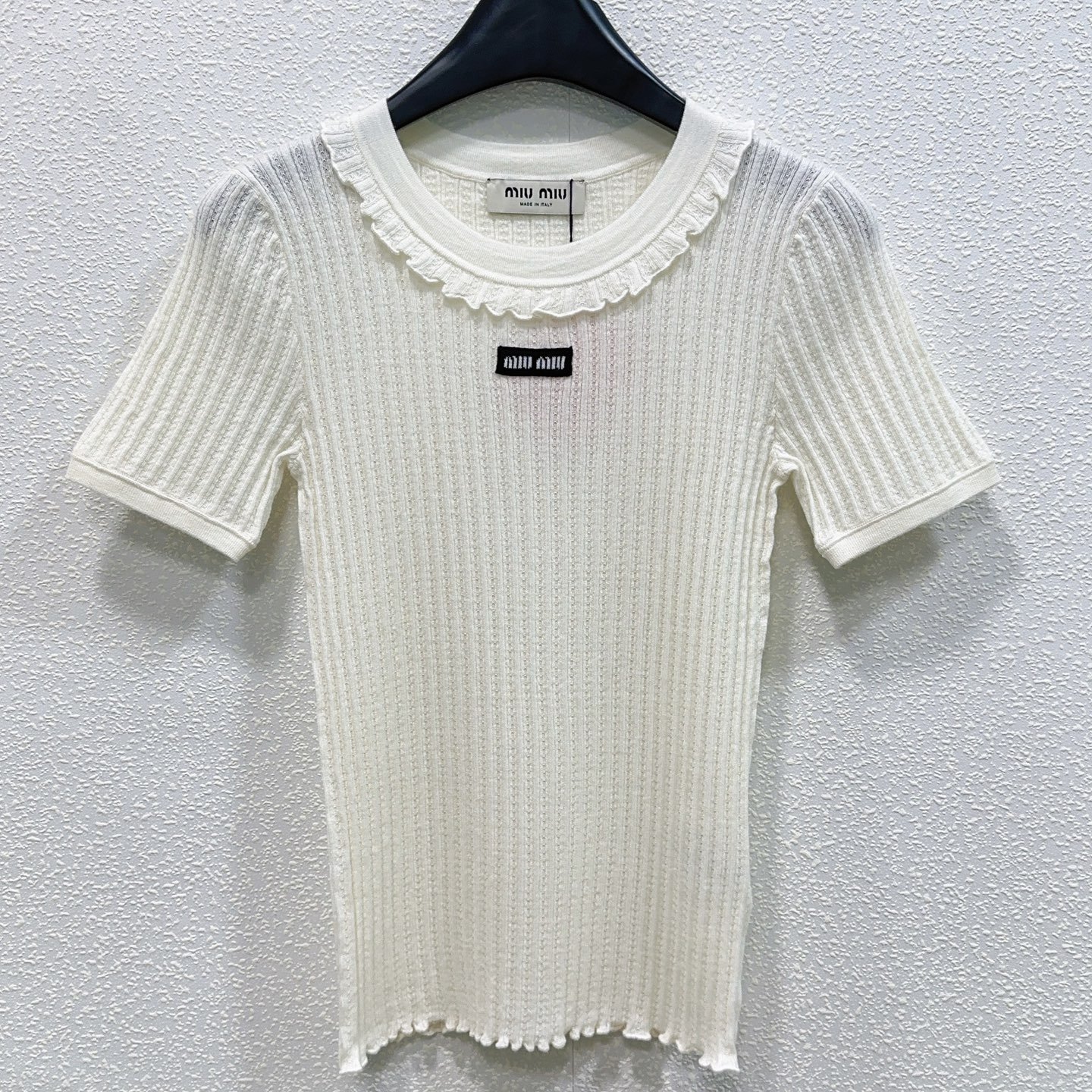 Miu Miu lace-trimmed cotton T-shirt. W6052901