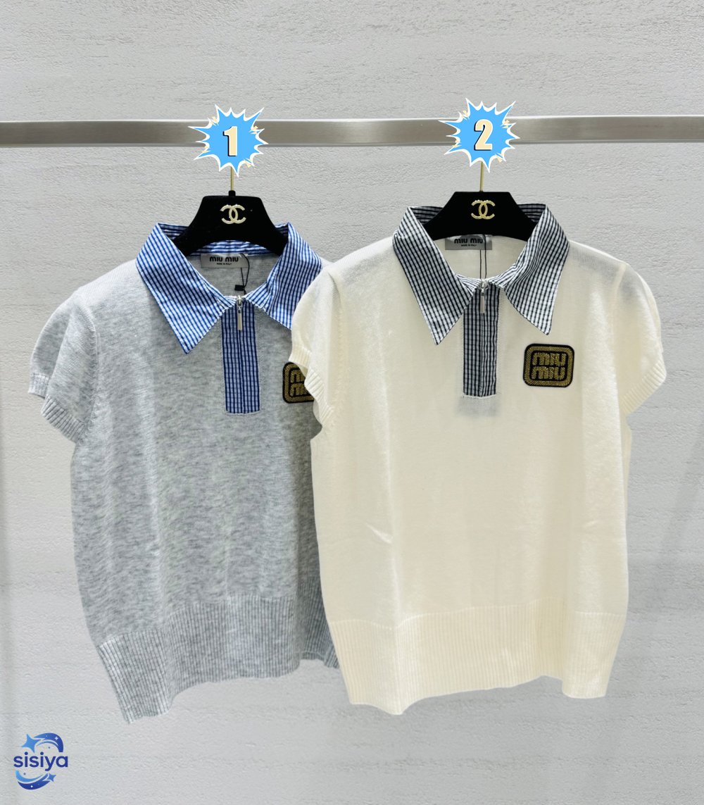 Miu Miu short-sleeved cashmere knit polo shirt W6052904