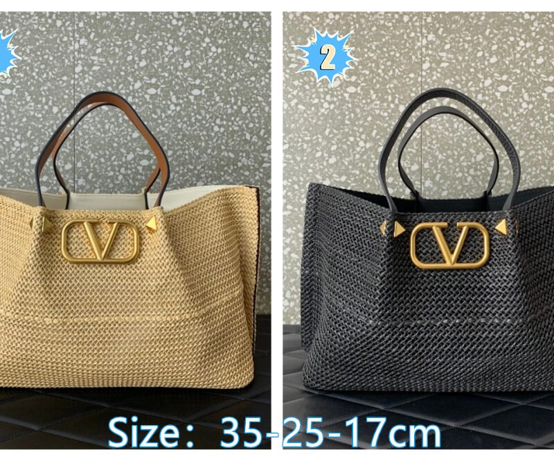 Valentino Garavani Raffia Woven Medium VLogo Tote Bag B6051801