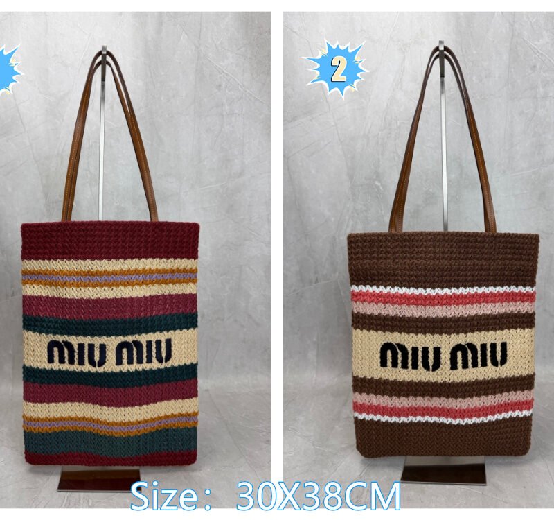 Miu Miu Raffia-effect Woven Tote Bag B6051301