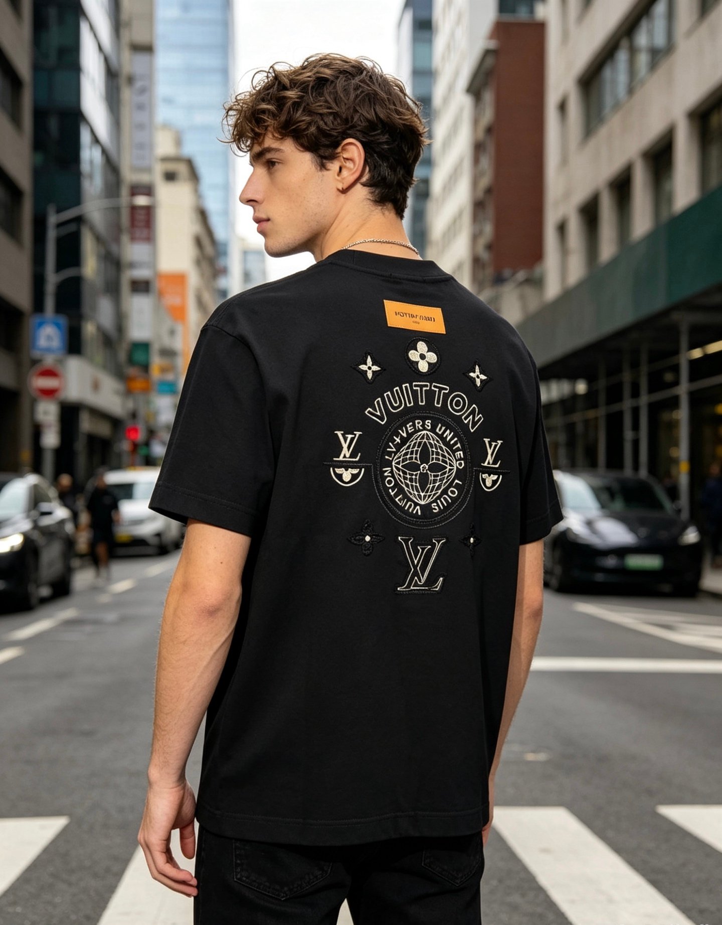 LV~ Patch embroidery style short sleeve shirt M6060105 - Image 4
