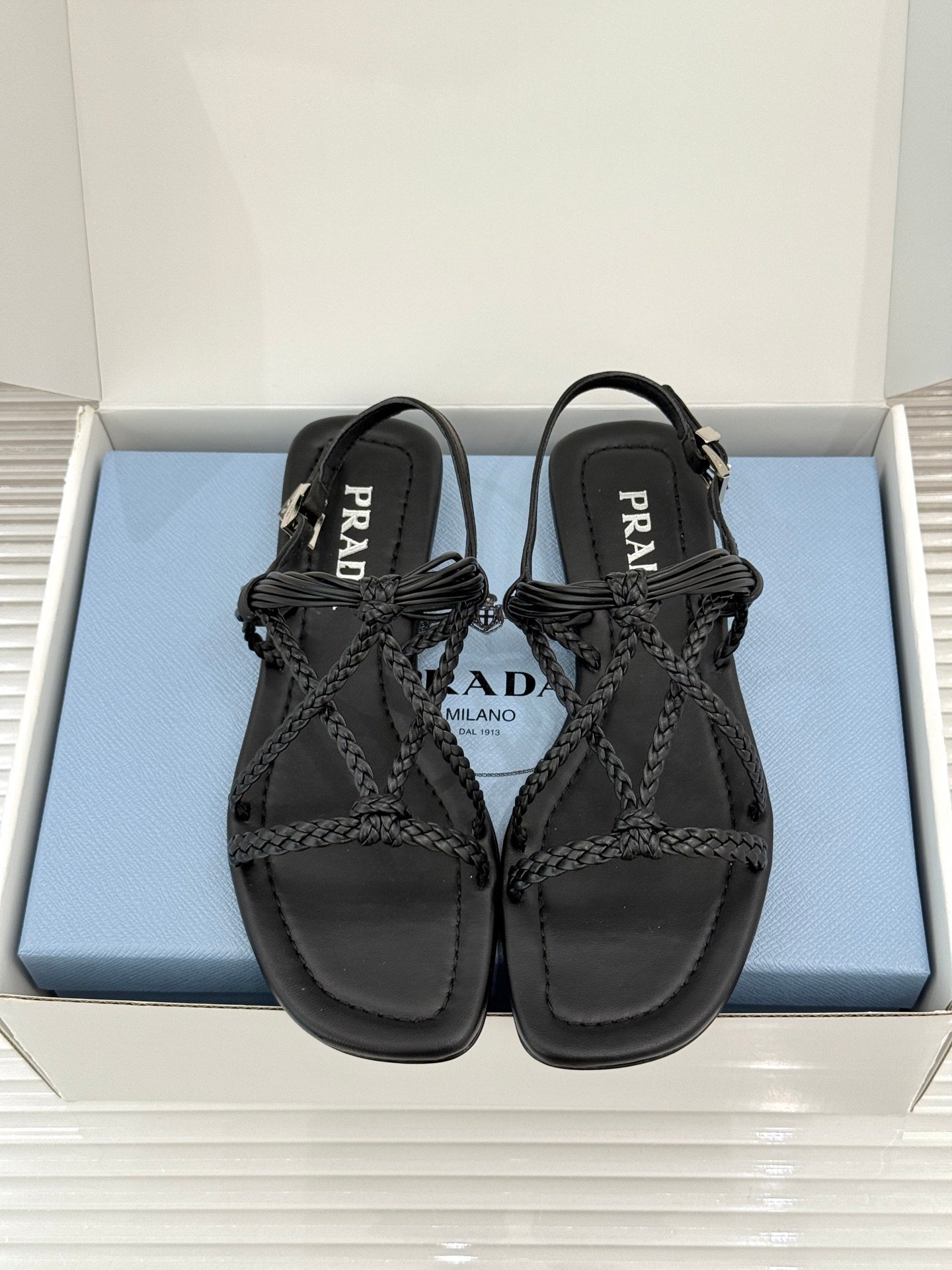Prada leather braided strap sandals. B6060104 - Image 2