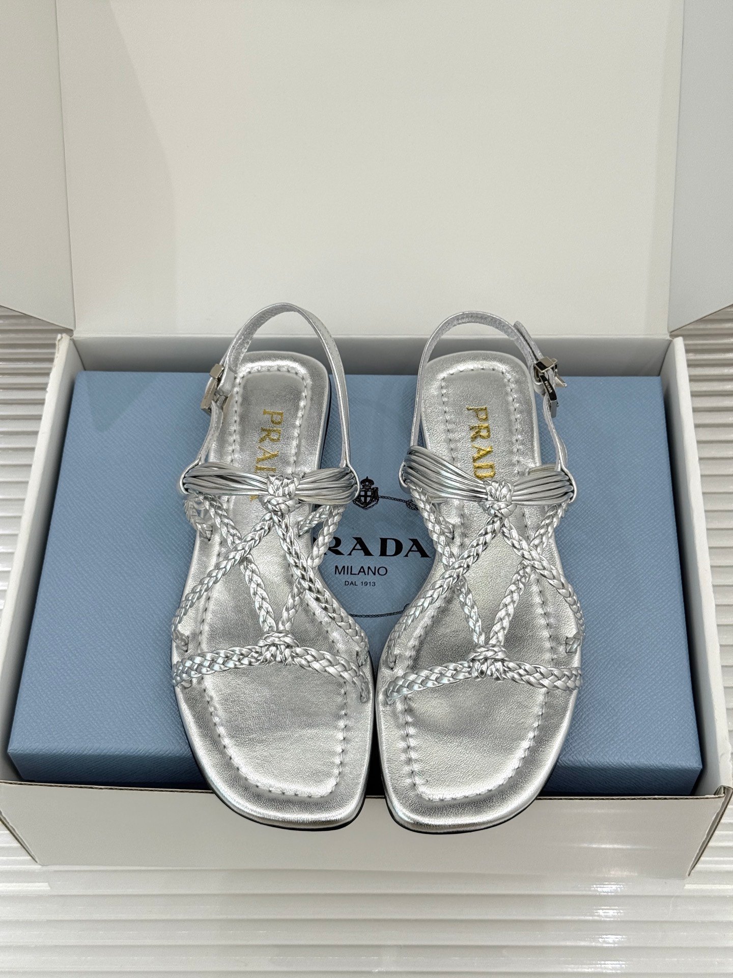Prada leather braided strap sandals. B6060104 - Image 5