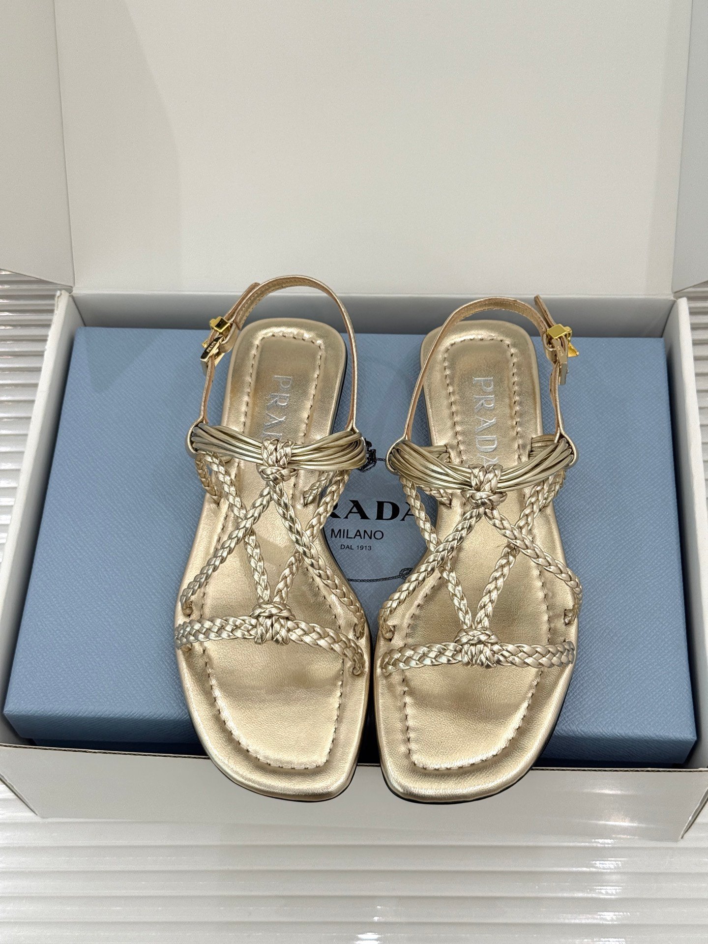 Prada leather braided strap sandals. B6060104 - Image 8