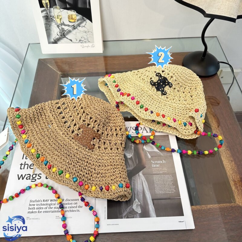 CELINE Triomphe Rafi Grass Fisherman Hat B6060201