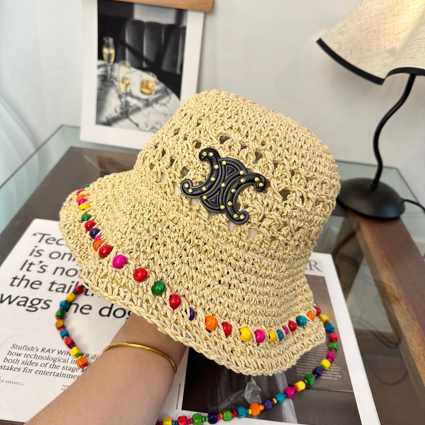 CELINE Triomphe Rafi Grass Fisherman Hat B6060201 - Image 4