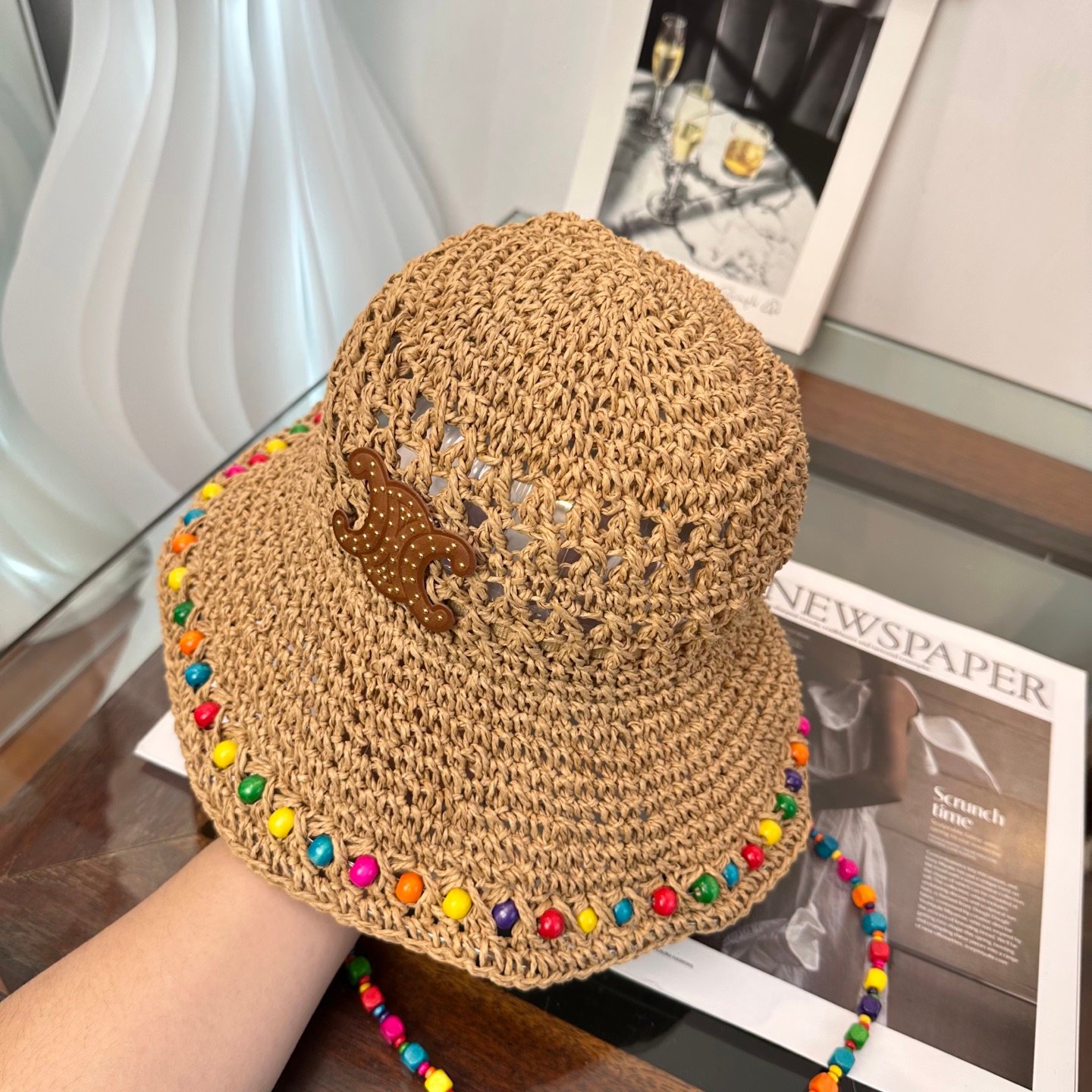 CELINE Triomphe Rafi Grass Fisherman Hat B6060201 - Image 6