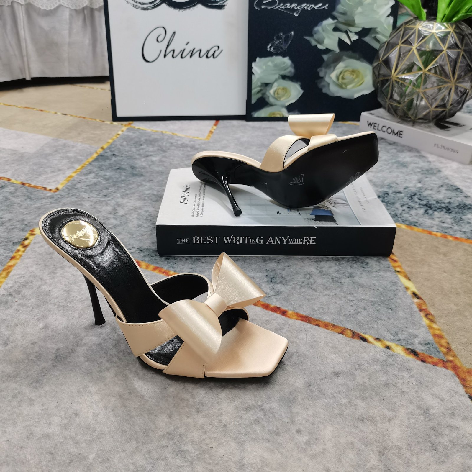 Saint Laurent Satin Muller Shoes B6060204 - Image 7