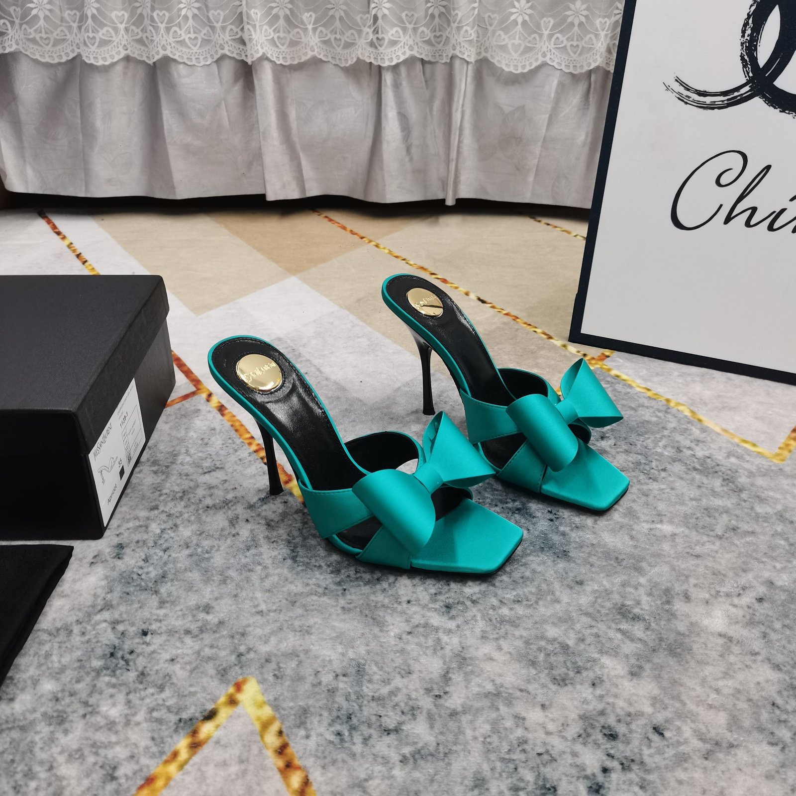 Saint Laurent Satin Muller Shoes B6060204 - Image 9