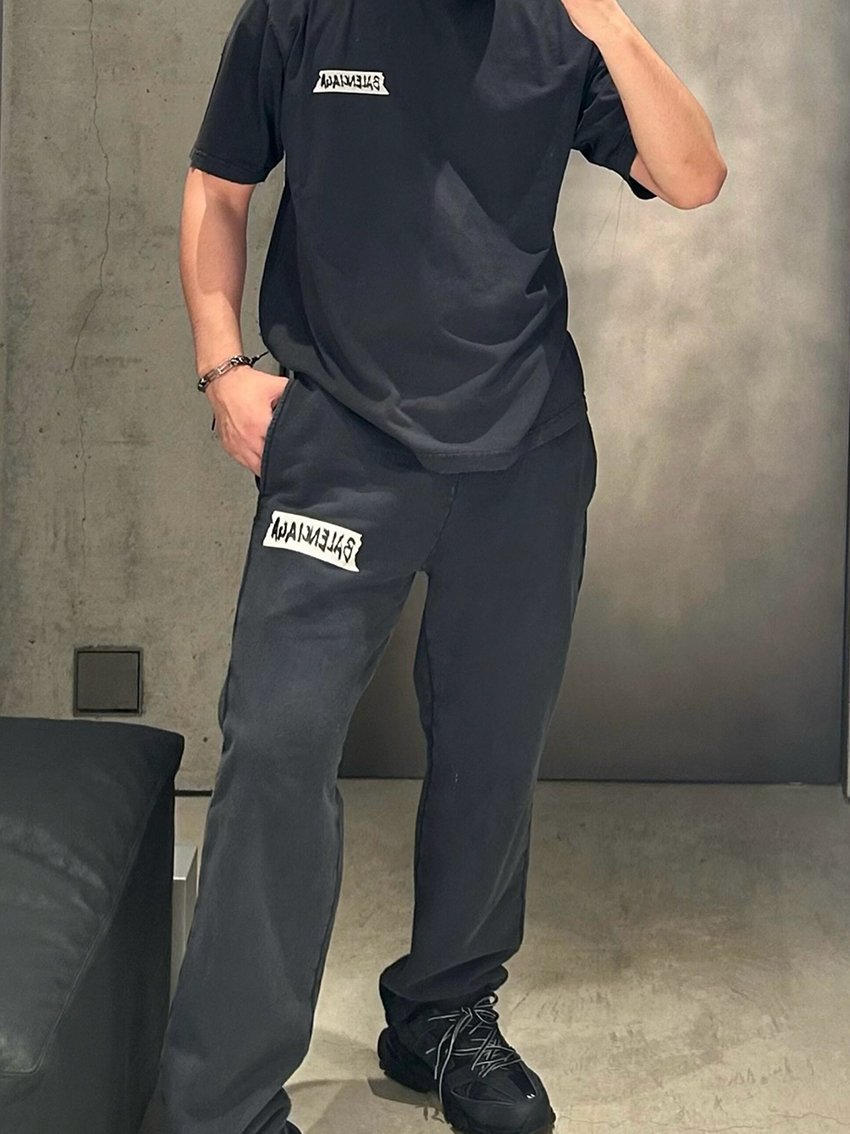 BALENCIAGA 2026 Spring/Summer Series Concealed Tape Letter Print Casual Pants M6060301 - Image 2
