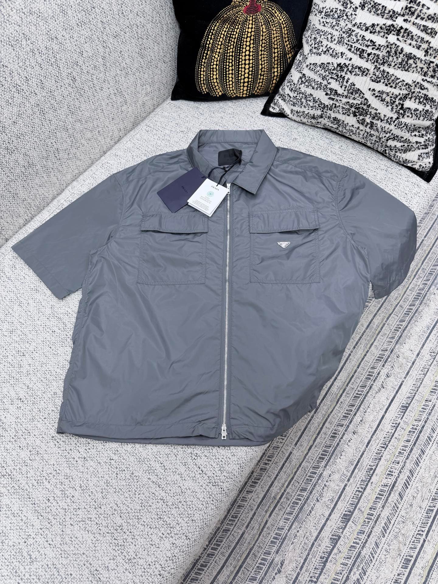 Prada Solid-color Lightweight Nylon Zippered Short-Sleeved Shirt M6060501 - Image 10