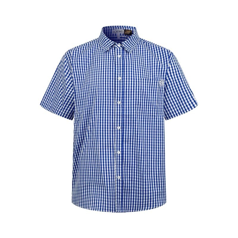 Loewe Anagram Embroidered Checkered Short-Sleeved Shirt M6060502