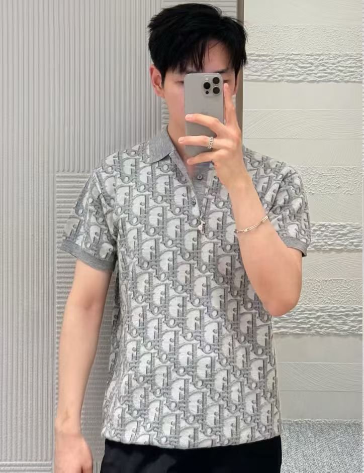 DIOR OBLIQUE Knitted Short-Sleeved Polo Shirt M6060801 - Image 2