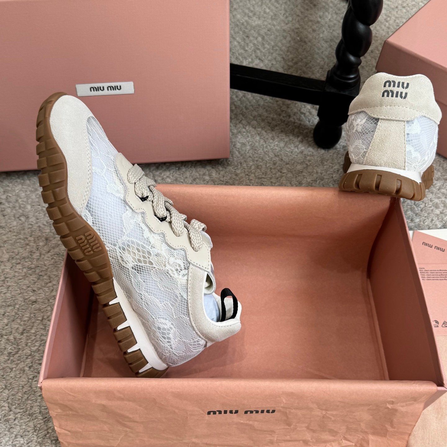Miu Miu Tyre Mesh and Suede Striped Sneakers B6060901 - Image 6