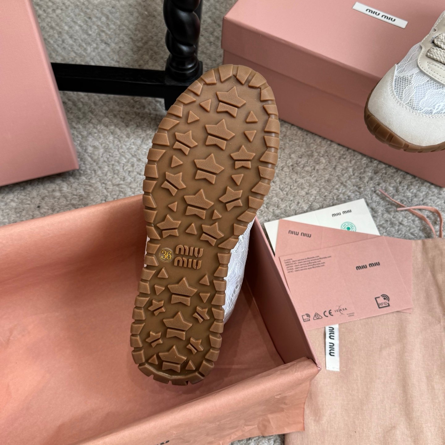 Miu Miu Tyre Mesh and Suede Striped Sneakers B6060901 - Image 7