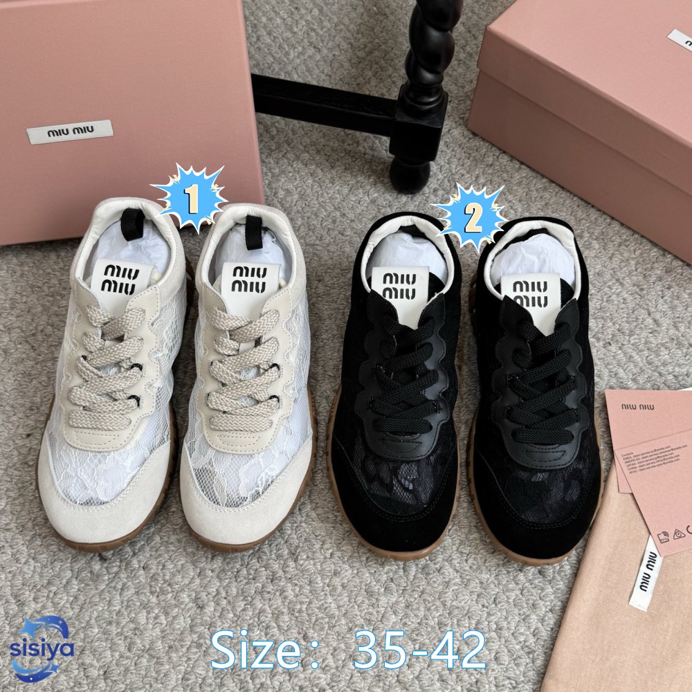 Miu Miu Tyre Mesh and Suede Striped Sneakers B6060901