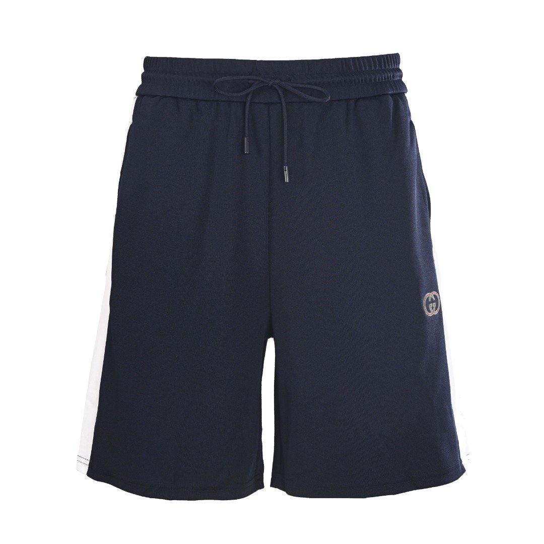 Gucci/GUC Blue and White Striped Embroidered Logo Shorts M6061006
