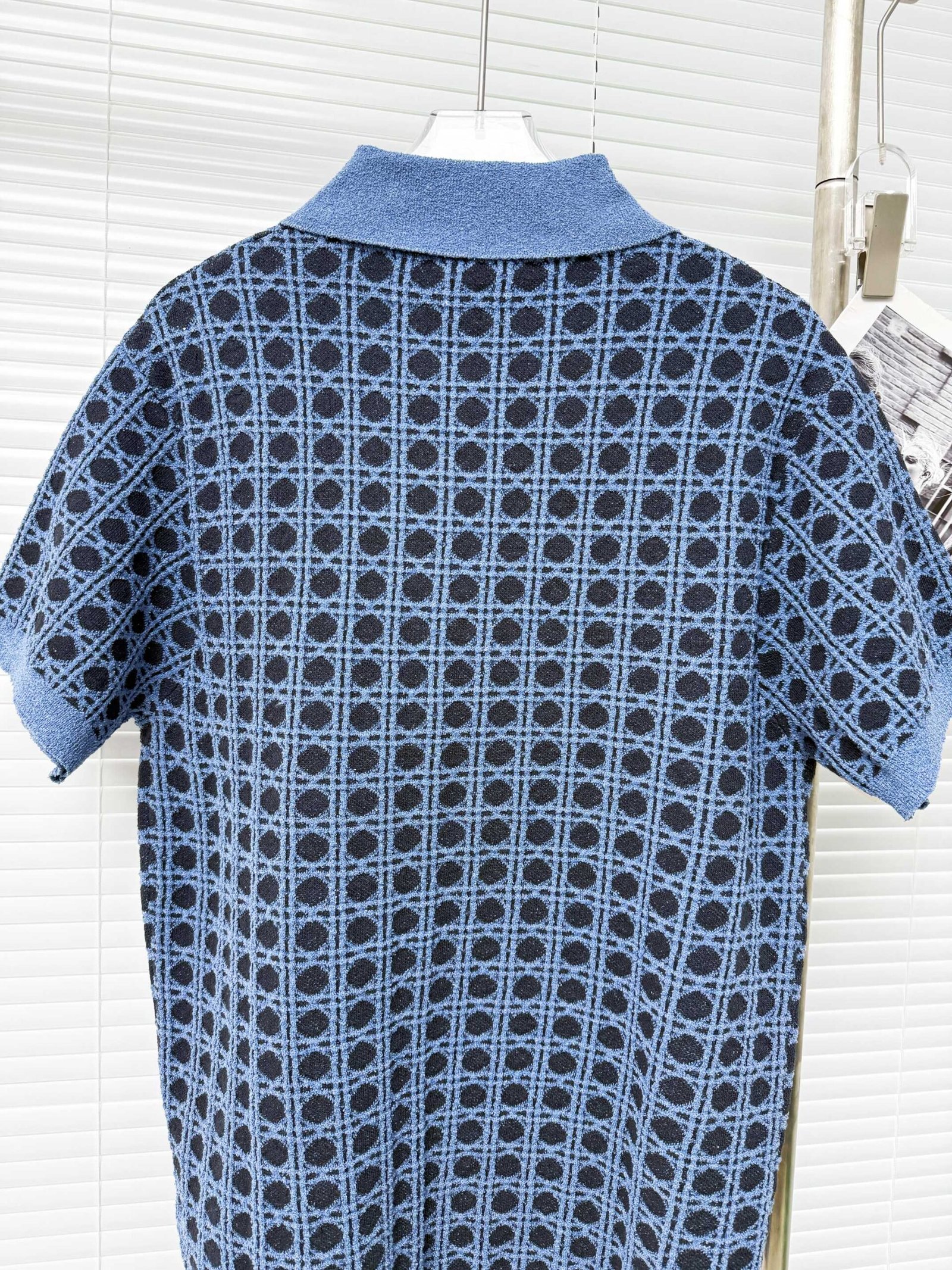 Dio Towel Ring Diamond Pattern Collar Knitted Short Sleeve Shirt M6061102 - Image 9