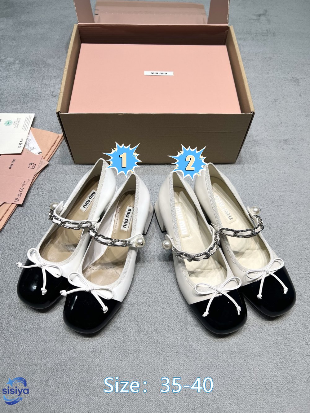 Miu Miu Two-tone Leather Mary Jane Shoes B6061204