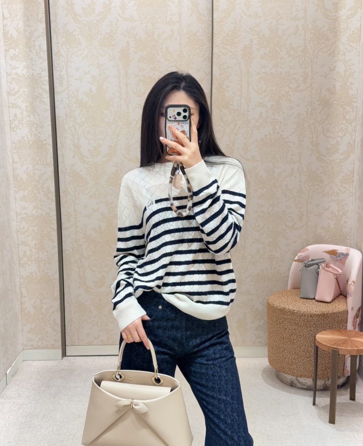 Dior Marinière Sweater Ecru W6061304 - Image 8