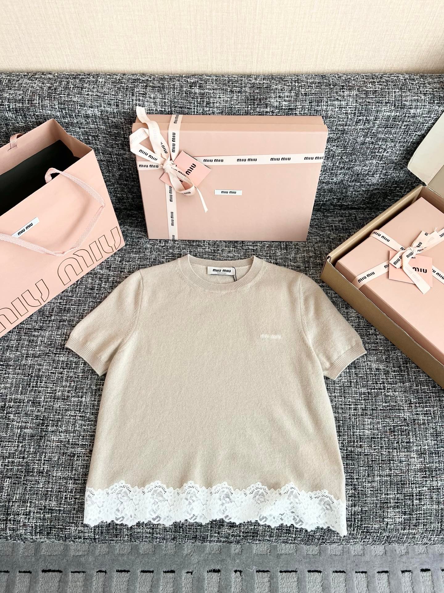 Miu Miu Cashmere And Lace Jersey W6061502