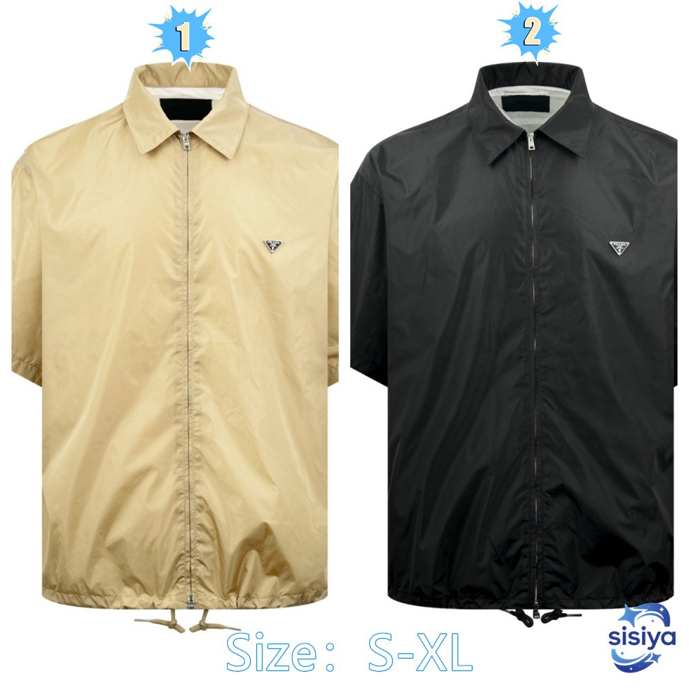 Prada Triangle Logo Zippered Short-Sleeved Shirt M6060902